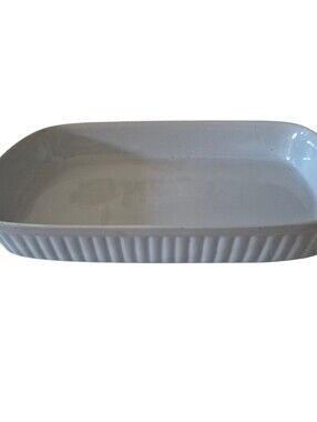 Vintage WCL white ceramic ribbed baking dish 11x7x2-inch Rectangular Cassarole